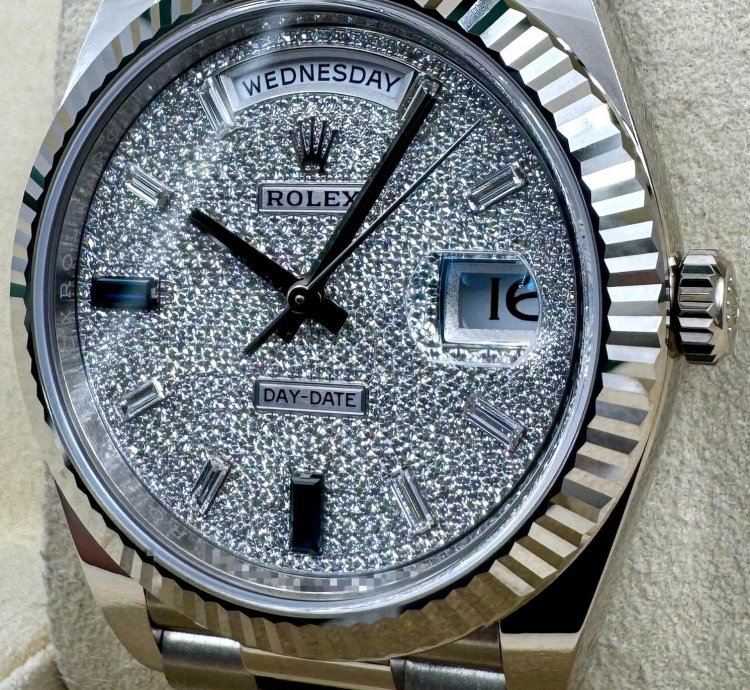 Rolex Day-date 40 228239 40mm White Gold Pave Dial Unworn 2023