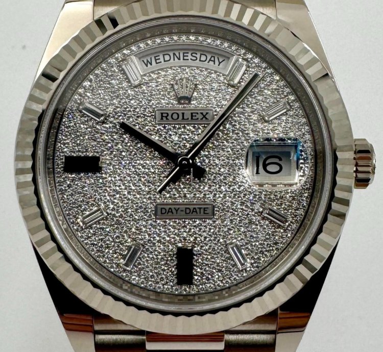 Rolex Day-date 40 228239 40mm White Gold Pave Dial Unworn 2023
