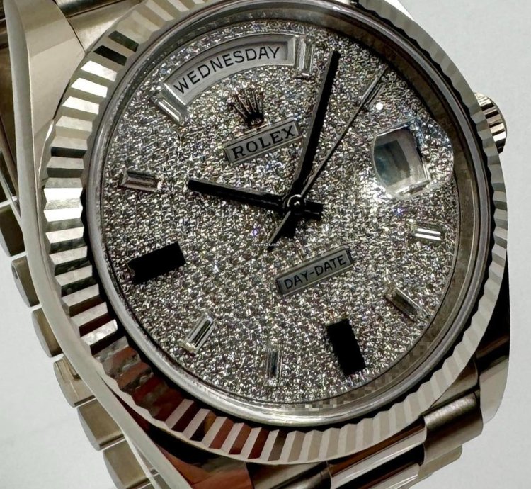 Rolex Day-date 40 228239 40mm White Gold Pave Dial Unworn 2023