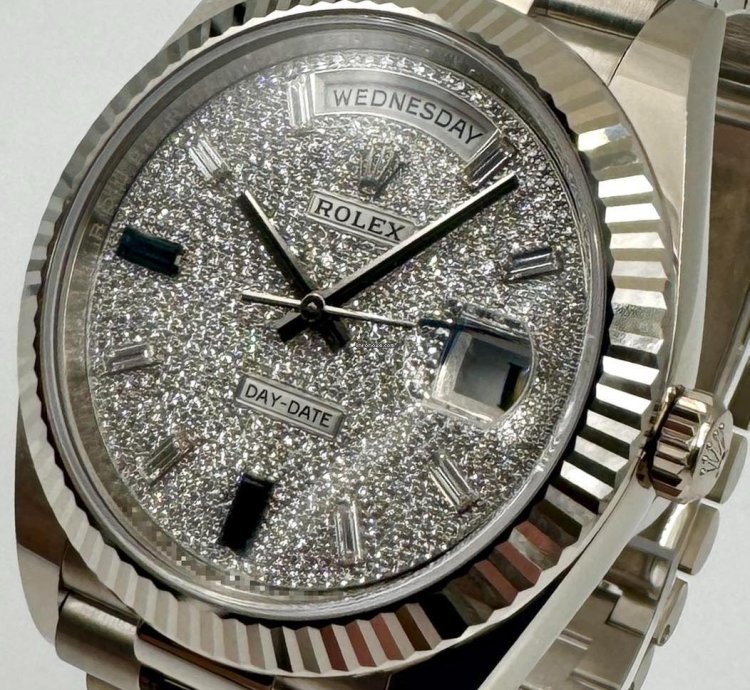 Rolex Day-date 40 228239 40mm White Gold Pave Dial Unworn 2023
