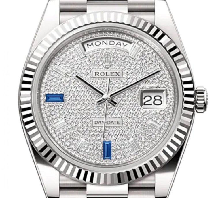 Rolex Day-date 40 228239 40mm White Gold Pave Dial Unworn 2023