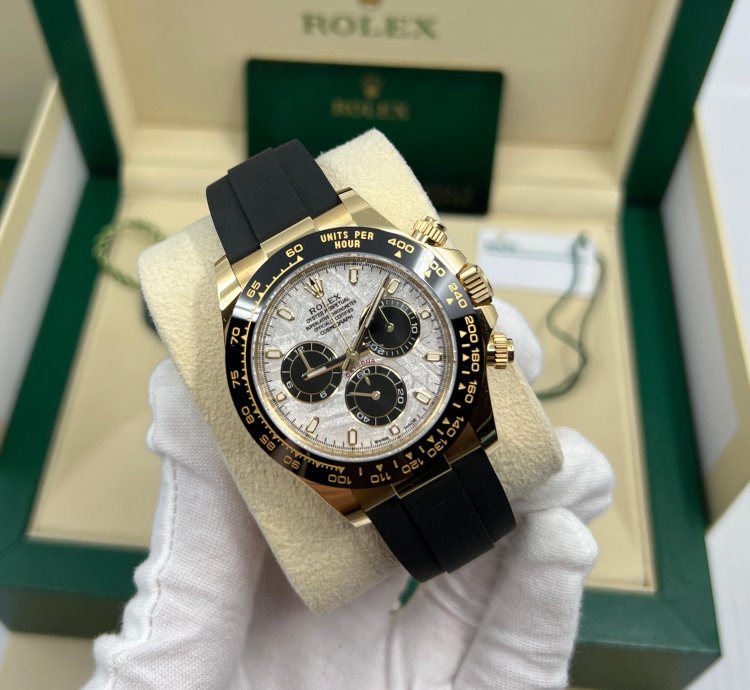 Rolex Daytona Complete Set New Unworn Meteorite Dial Oysterflex Yellow Gold Daytona