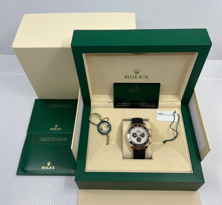 Rolex Daytona Complete Set New Unworn Meteorite Dial Oysterflex Yellow Gold Daytona