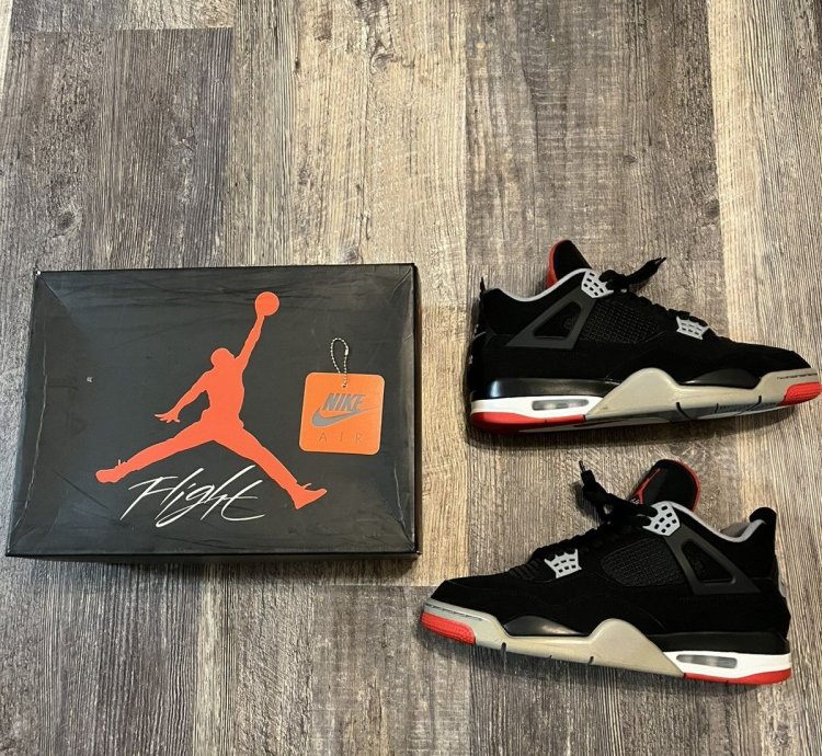 2019 Air Jordan 4 Retro Black Cement Red Sz 10 5