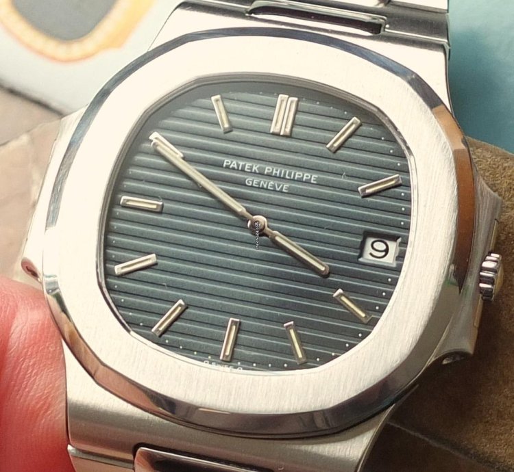 Patek Philippe Nautilus 3700 11 Nautilus Stahl Sigma Dial Blue-green Korkbox 1985 Service Pp Aus 09 2020