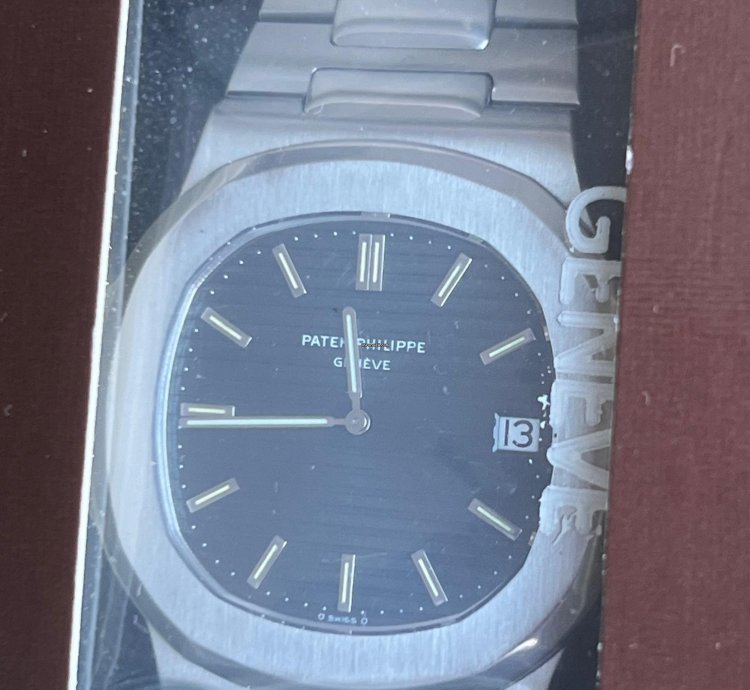 Patek Philippe Nautilus 3700 11 Nautilus Stahl Sigma Dial Blue-green Korkbox 1985 Service Pp Aus 09 2020