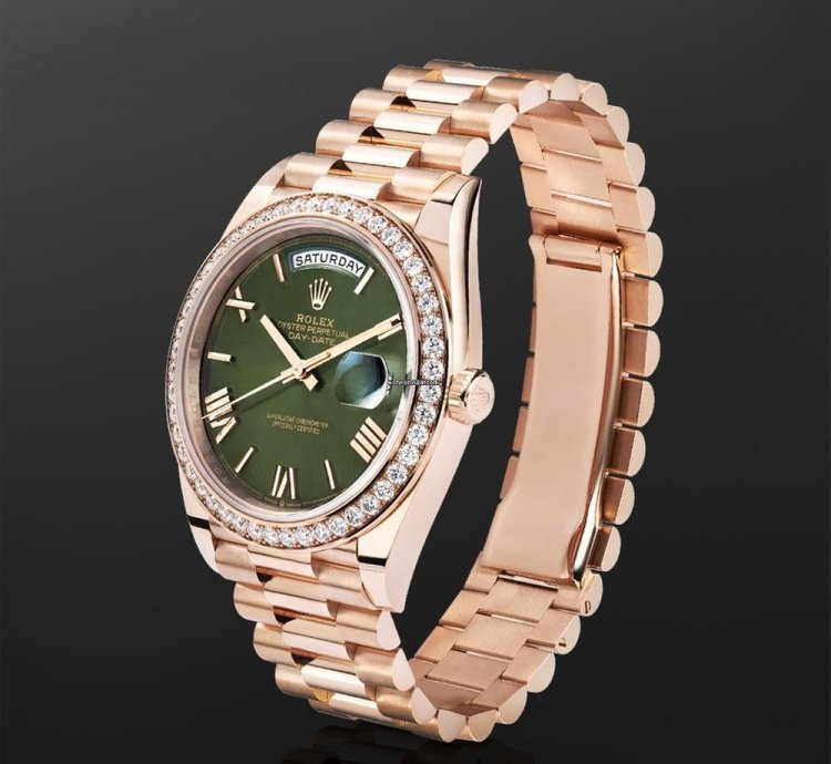 Rolex Day-date 40 228345rbr 18k Rose Gold Green Roman Dial 40 Mm