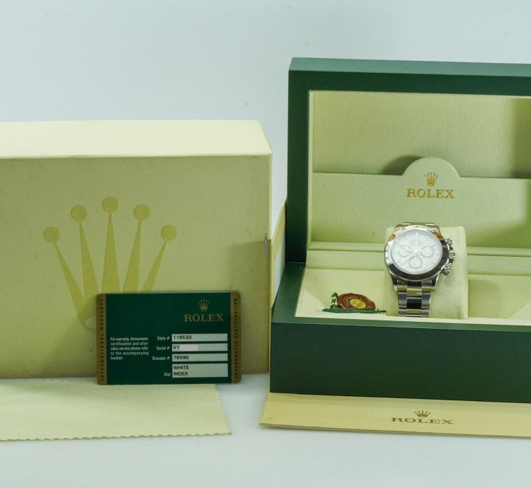 Rolex Daytona Cosmograph Chronograph 116520 White Dial 40mm 2009 Nos With Films Ser