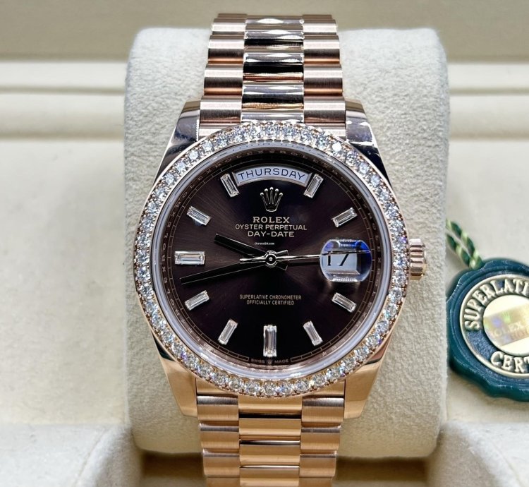 Rolex Day-date 40 228345rbr Chocolate Baguette Unworn
