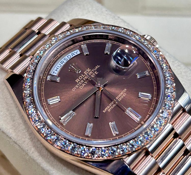 Rolex Day-date 40 228345rbr Chocolate Baguette Unworn