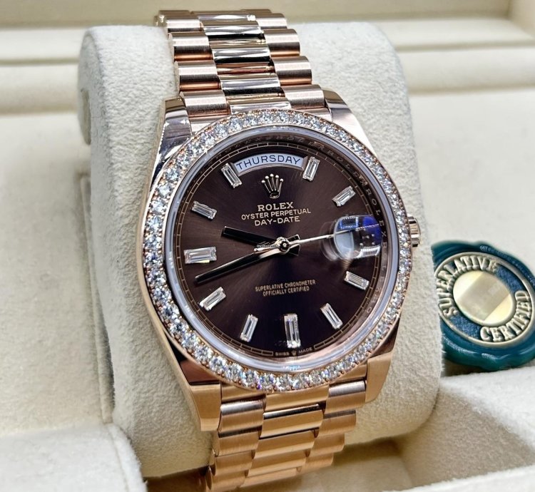 Rolex Day-date 40 228345rbr Chocolate Baguette Unworn