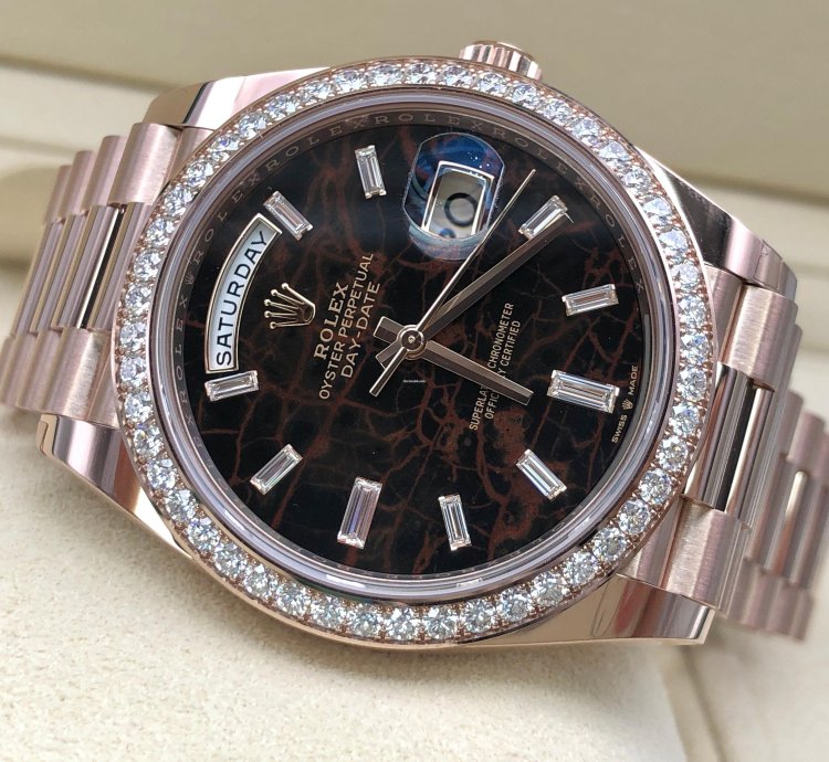 Rolex Day-date 40 228345rbr Everose Gold President Eisenkiesel Diamond Dial Bezel