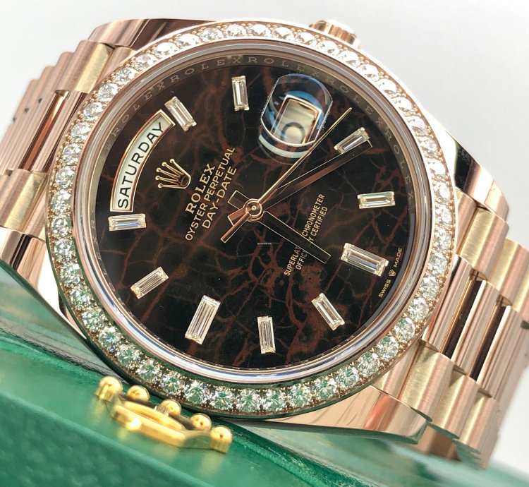 Rolex Day-date 40 228345rbr Everose Gold President Eisenkiesel Diamond Dial Bezel