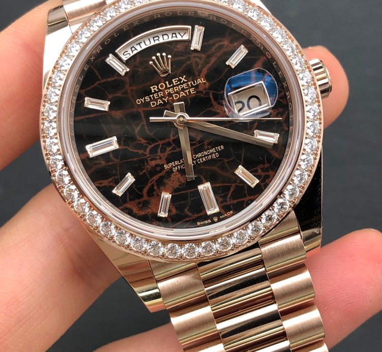 Rolex Day-date 40 228345rbr Everose Gold President Eisenkiesel Diamond Dial Bezel