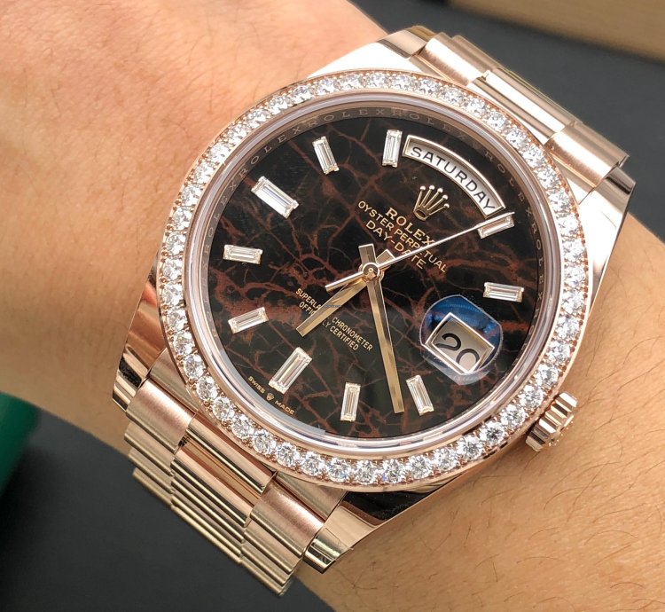 Rolex Day-date 40 228345rbr Everose Gold President Eisenkiesel Diamond Dial Bezel
