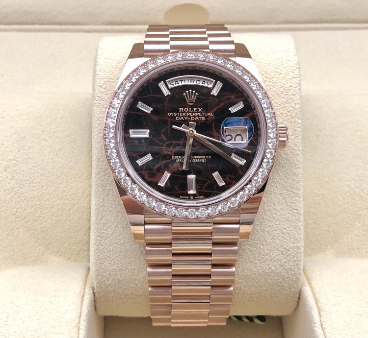 Rolex Day-date 40 228345rbr Everose Gold President Eisenkiesel Diamond Dial Bezel
