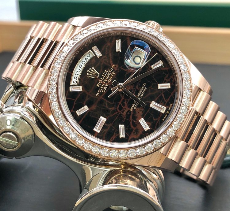 Rolex Day-date 40 228345rbr Everose Gold President Eisenkiesel Diamond Dial Bezel
