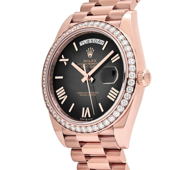 Rolex Day-date 40 228345rbr Rose Gold Diamond Bezel Slate Ombre Dial