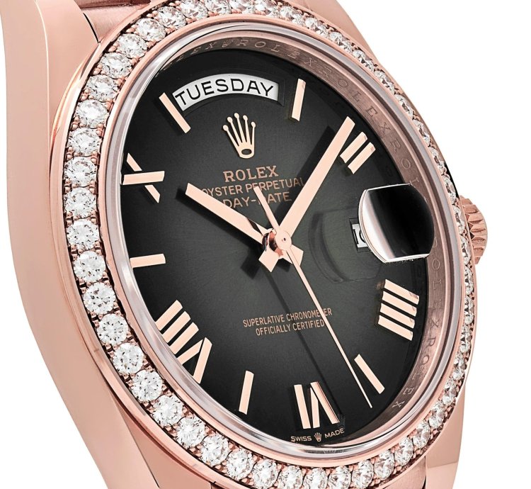 Rolex Day-date 40 228345rbr Rose Gold Diamond Bezel Slate Ombre Dial