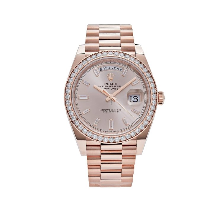 Rolex Day-date 40 228345rbr Rose Gold Diamond Bezel Sundust Diamond Dial