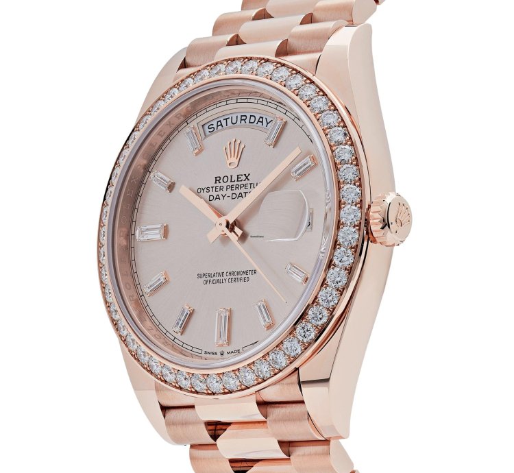 Rolex Day-date 40 228345rbr Rose Gold Diamond Bezel Sundust Diamond Dial