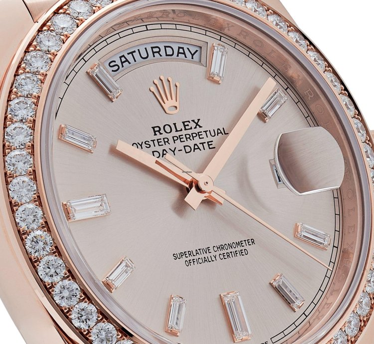 Rolex Day-date 40 228345rbr Rose Gold Diamond Bezel Sundust Diamond Dial