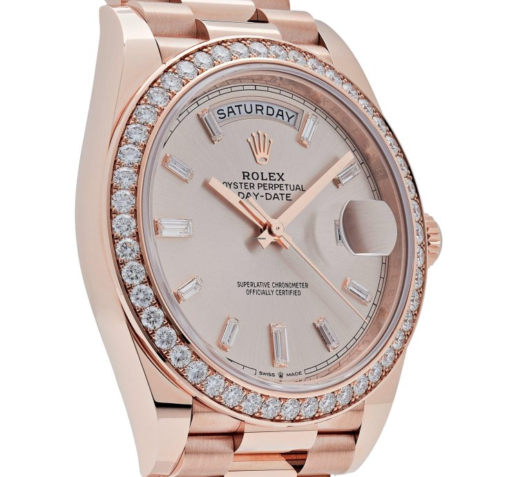 Rolex Day-date 40 228345rbr Rose Gold Diamond Bezel Sundust Diamond Dial
