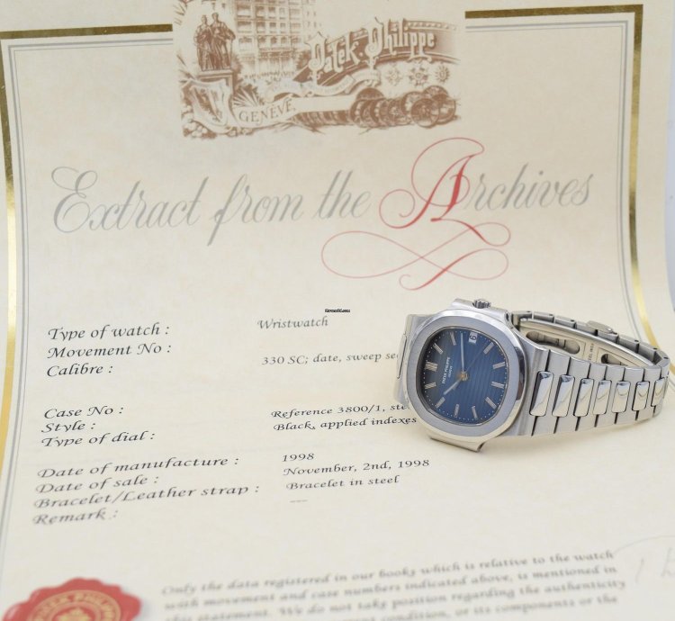 Patek Philippe Nautilus 3800 1 Extract Of Archives 1998