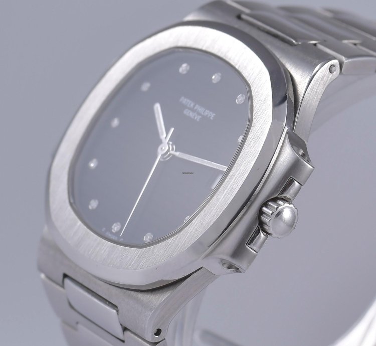 Patek Philippe Nautilus 3800 1 Matte Black Dial Diamond Hour Markers