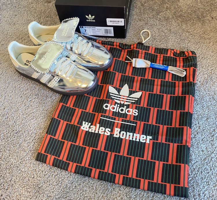 Wales Bonner Samba Silver Metallic Gum Size 7m 8 5w