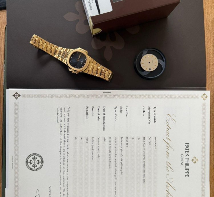 Patek Philippe Nautilus 3800 1j-001 - Extra Ziffernblatt Archive Auszug