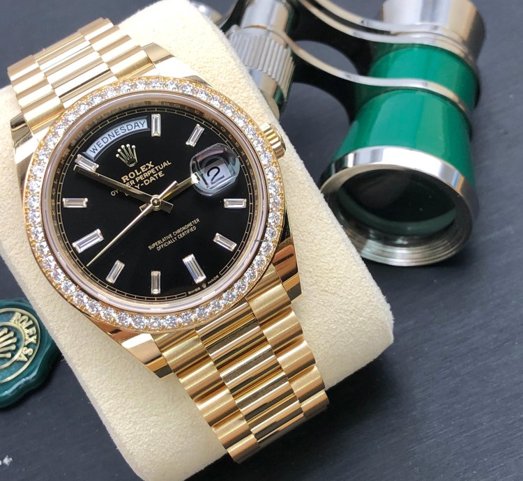 Rolex Day-date 40 228348rbr Black Dial Diamonds Bezel