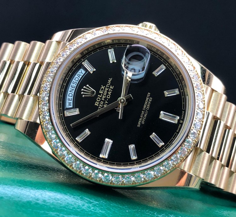 Rolex Day-date 40 228348rbr Black Dial Diamonds Bezel