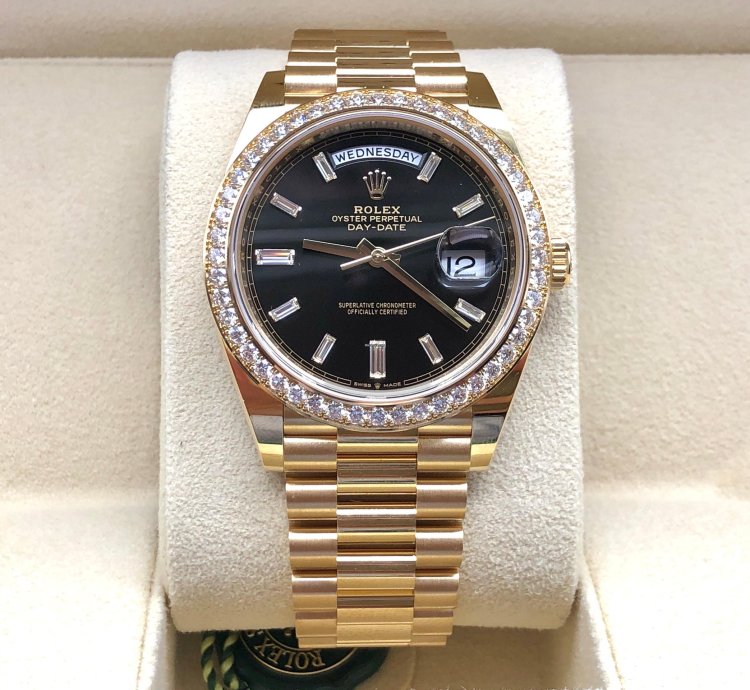 Rolex Day-date 40 228348rbr Black Dial Diamonds Bezel