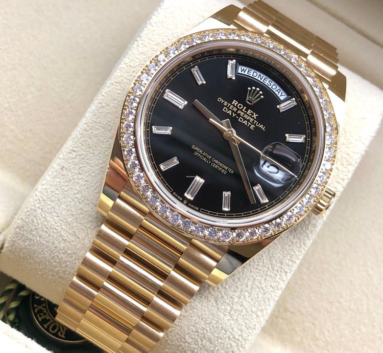 Rolex Day-date 40 228348rbr Black Dial Diamonds Bezel