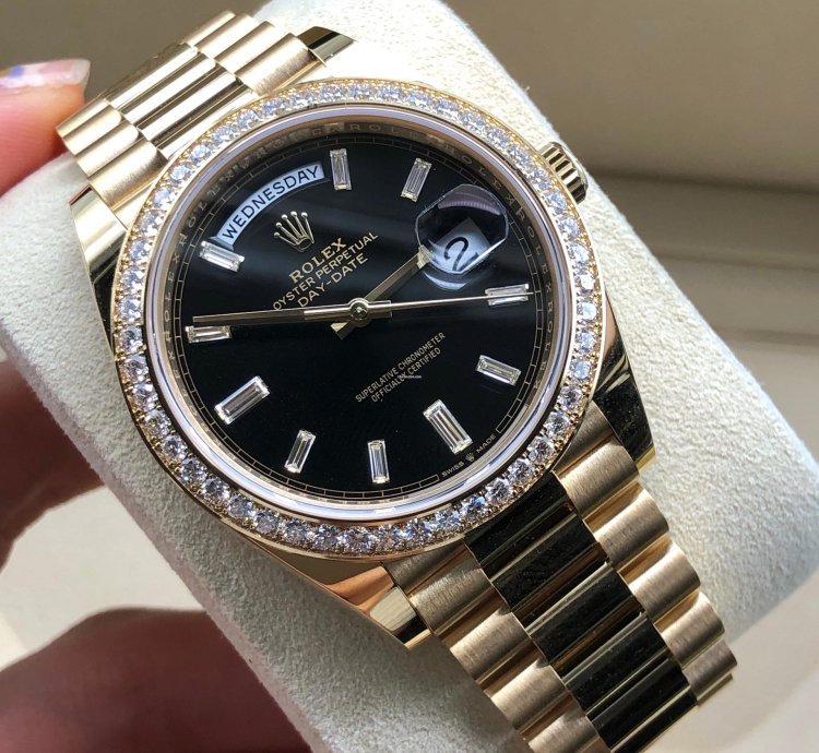 Rolex Day-date 40 228348rbr Black Dial Diamonds Bezel