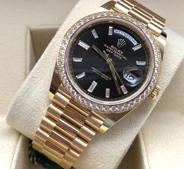 Rolex Day-date 40 228348rbr Black Dial Diamonds Bezel