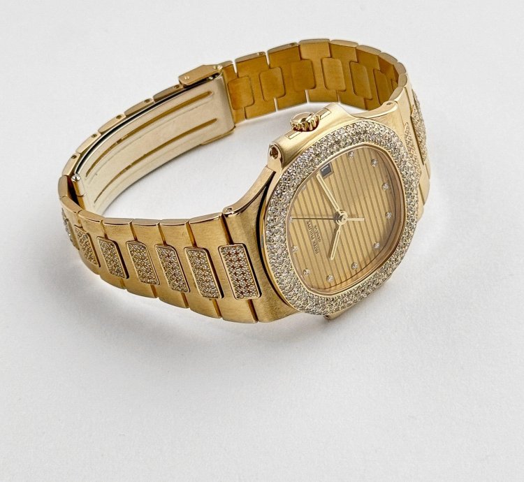 Patek Philippe Nautilus 3800 5 Yellow Gold Glided Gold Diamond Dial 1984