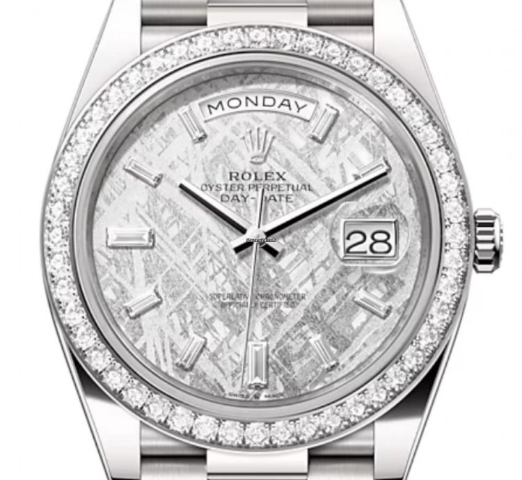 Rolex Day-date 40 228349rbr 40mm White Gold Meteorite Dial Diamond Bezel Unworn 2023