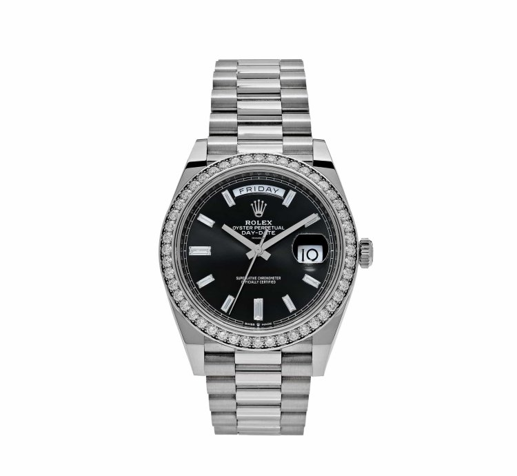 Rolex Day-date 40 228349rbr White Gold Diamond Bezel Black Dial 2024