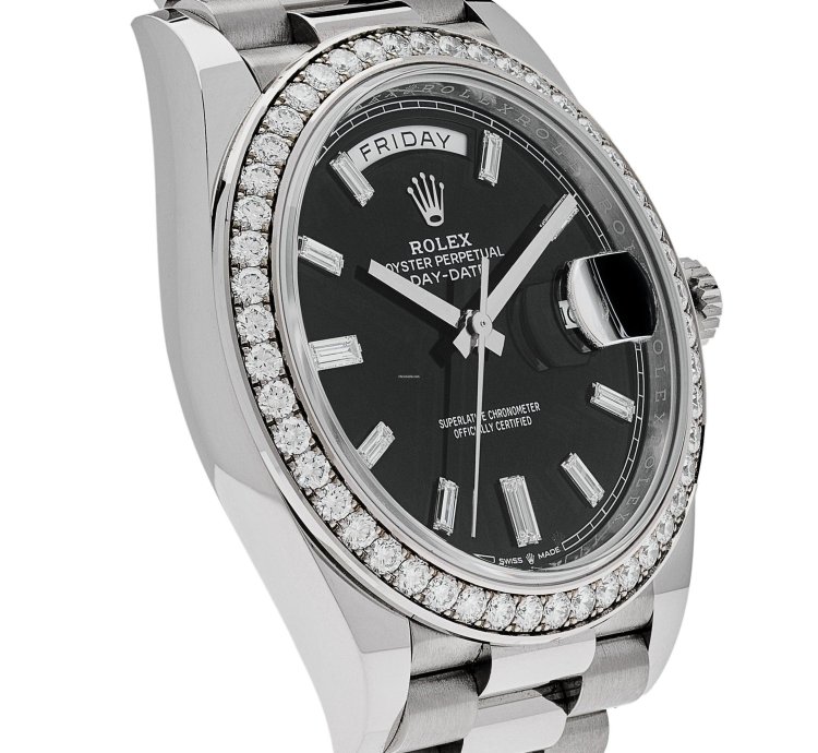 Rolex Day-date 40 228349rbr White Gold Diamond Bezel Black Dial 2024