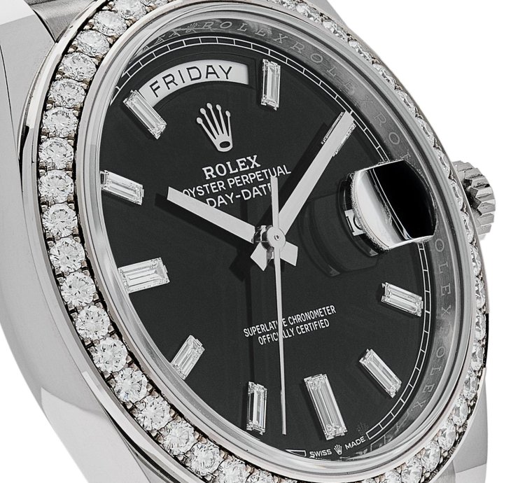 Rolex Day-date 40 228349rbr White Gold Diamond Bezel Black Dial 2024
