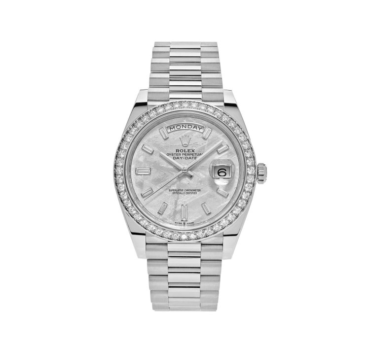 Rolex Day-date 40 228349rbr White Gold Meteorite Dial Diamond Set