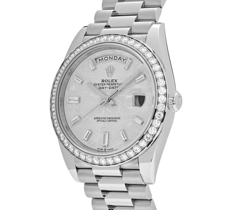 Rolex Day-date 40 228349rbr White Gold Meteorite Dial Diamond Set
