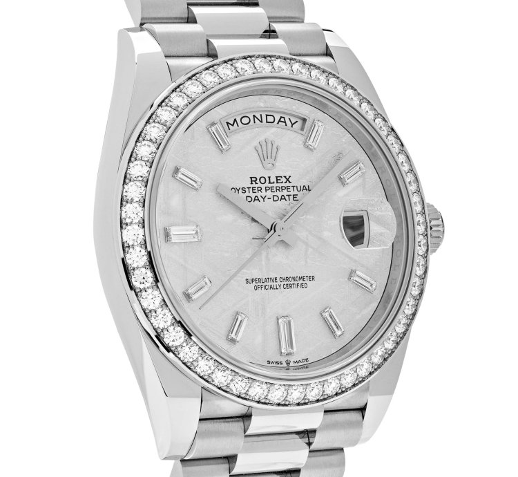 Rolex Day-date 40 228349rbr White Gold Meteorite Dial Diamond Set