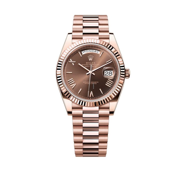 Rolex Day-date 40 40mm 18k Everose Gold President Chocolate Brown Roman Dial