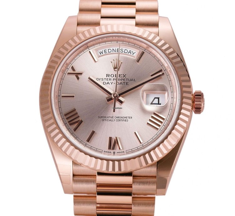 Rolex Day-date 40 40mm 18k Everose Gold President Sundust Roman Dial