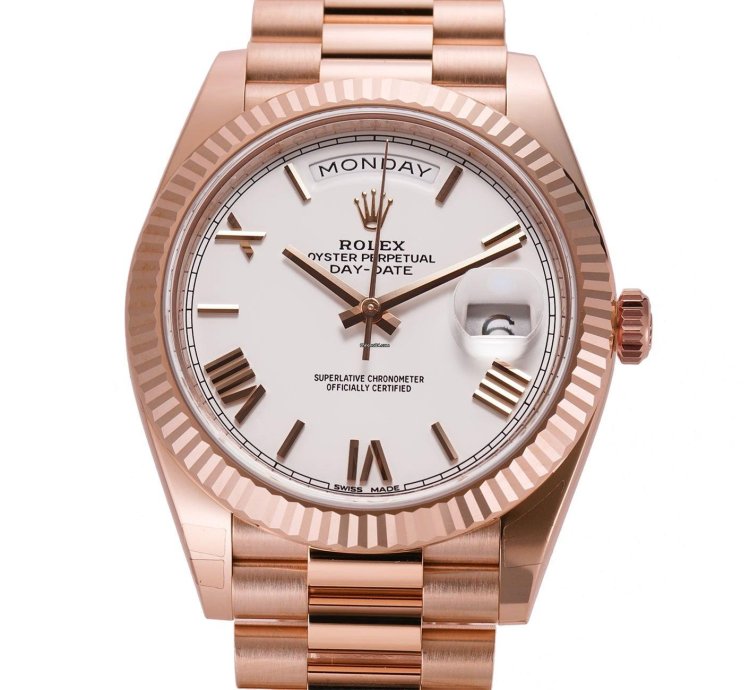 Rolex Day-date 40 40mm 18k Everose Gold President White Roman Dial
