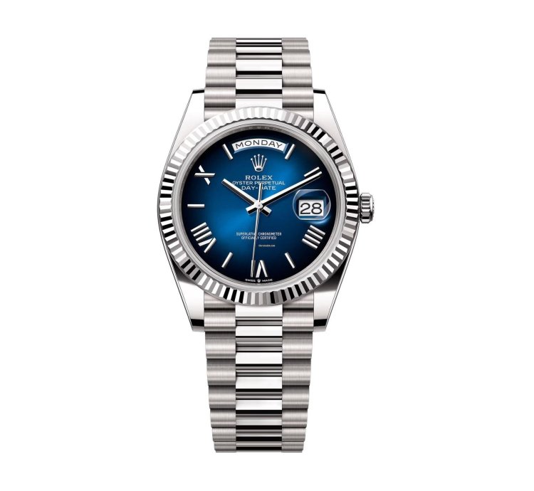 Rolex Day-date 40 40mm 18k White Gold Presidents Blue Ombre Dial