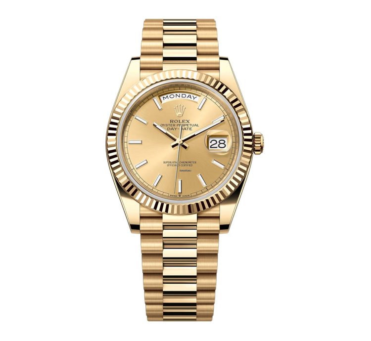 Rolex Day-date 40 40mm 18k Yellow Gold President Champagne Index Dial